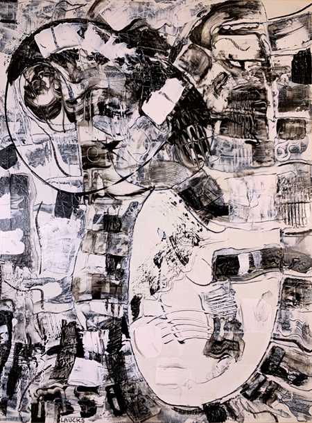 Dwelling in Winter (4) acrylic media on art board by Mary Laucks